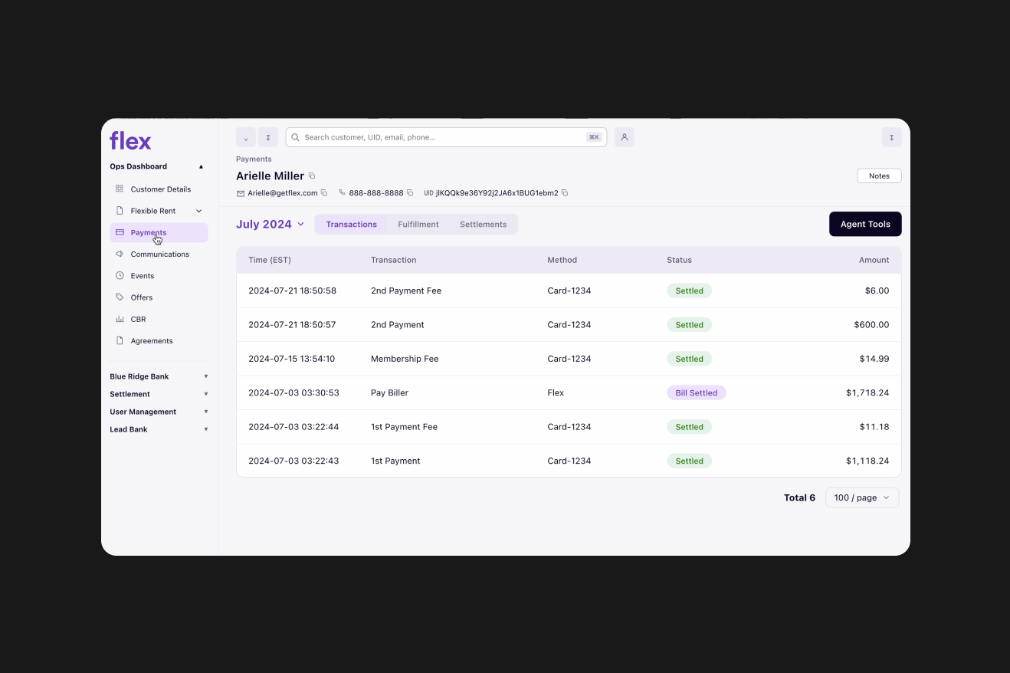 Flex Ops Dashboard header