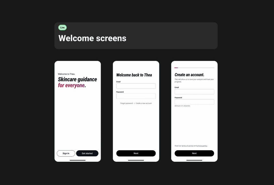 Welcome screens